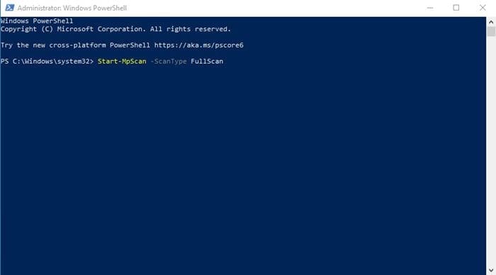 Start-MpScan -ScanType FullScan