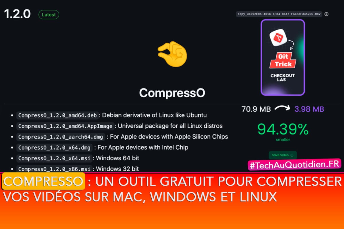 CompressO : un outil gratuit pour compresser vos vidéos sur Mac, Windows et Linux