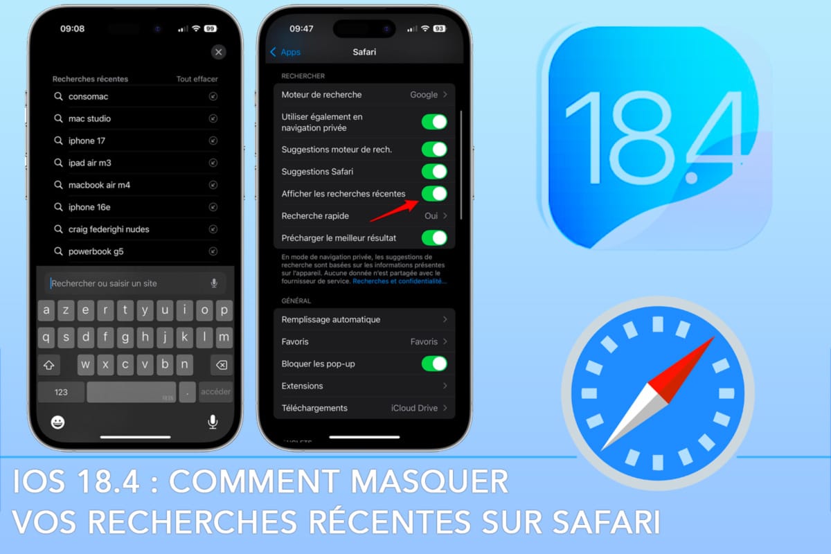 iOS 18.4 : comment masquer vos recherches récentes sur Safari