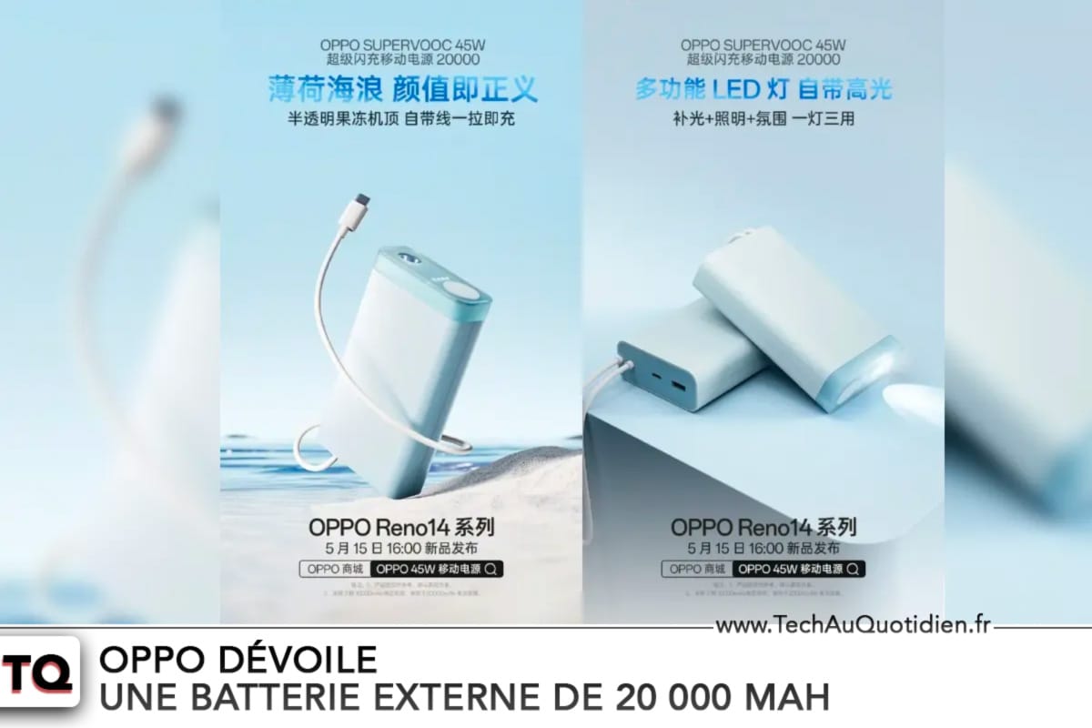 Oppo dévoile une batterie externe de 20 000 mAh 