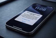 iPhone affichant une notification d'alerte de sécurité d'Apple concernant des logiciels espions.