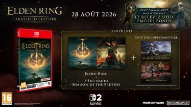 Consoles Nintendo Switch 2 affichant Elden Ring pour sa sortie avec une indication sur le prix.