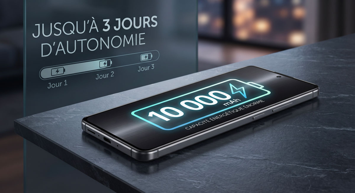 Smartphone Redmi Note 17 Pro Max 5G mettant en avant sa batterie massive de 10 000 mAh.