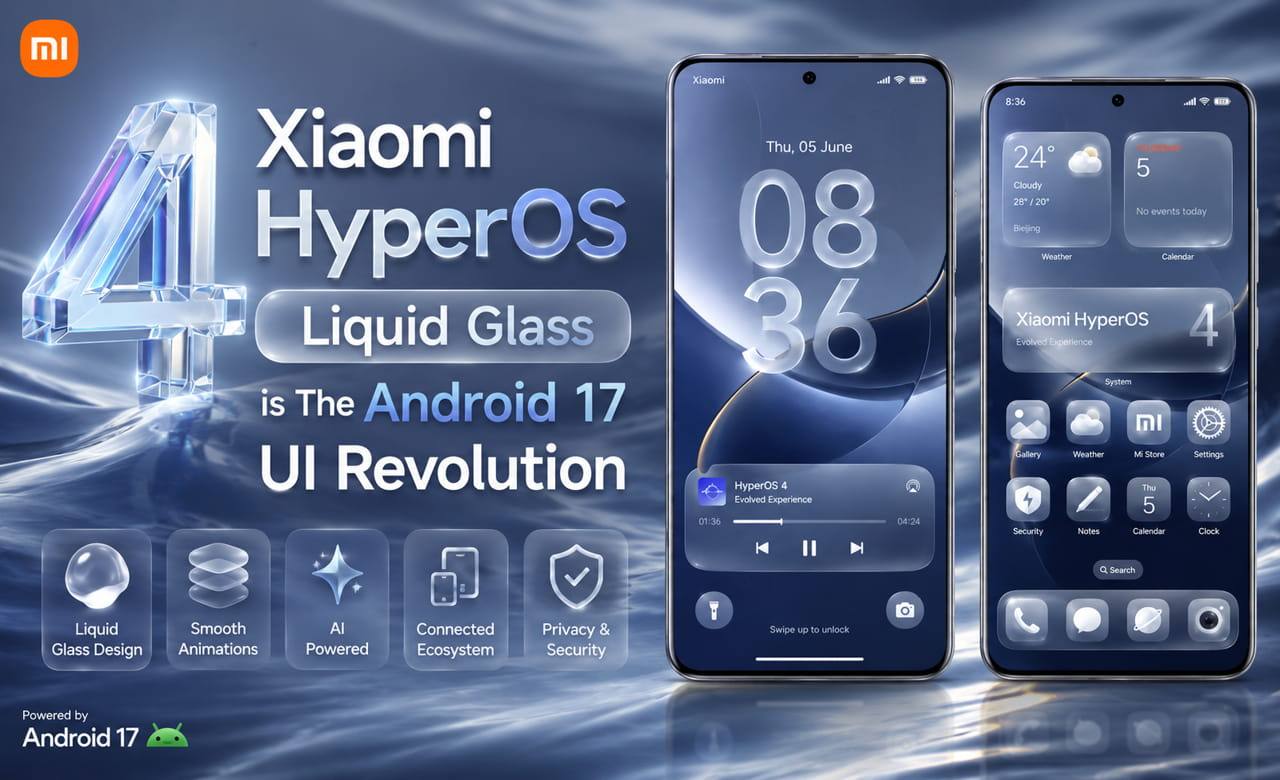 Interface HyperOS 4 sur l'écran d'un smartphone Xiaomi 18 Fold et d'une tablette Pad 9 Pro Max.