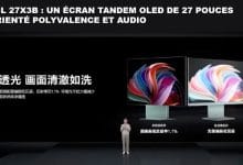 Écran PC TCL 27X3B Tandem OLED posé sur un bureau moderne avec affichage QHD.