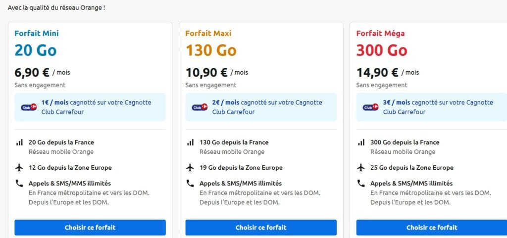 Carrefour Mobile forfait : réseau Orange et cagnotte courses dès 6,90 €